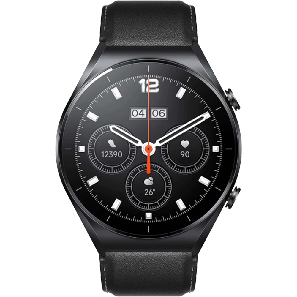 Smartwatch Watch S1 Global Black cu curea de piele Neagra Negru