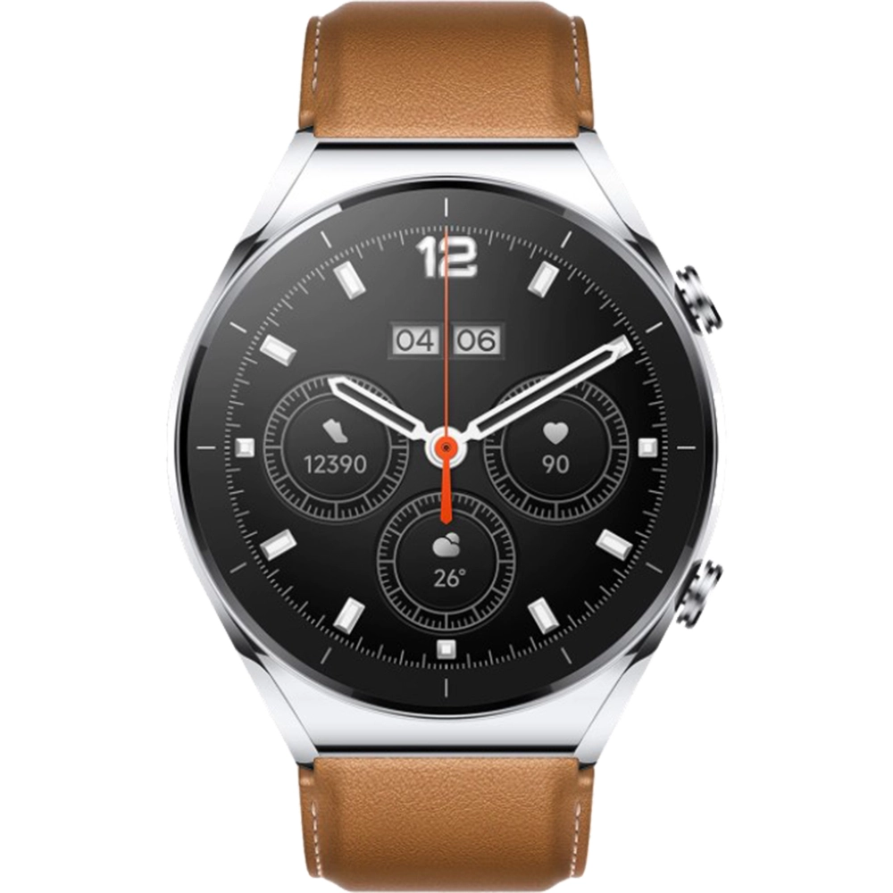 Smartwatch Watch S1 GPS 47 mm Otel Inoxidabil Global Silver cu curea de piele Maro Argintiu