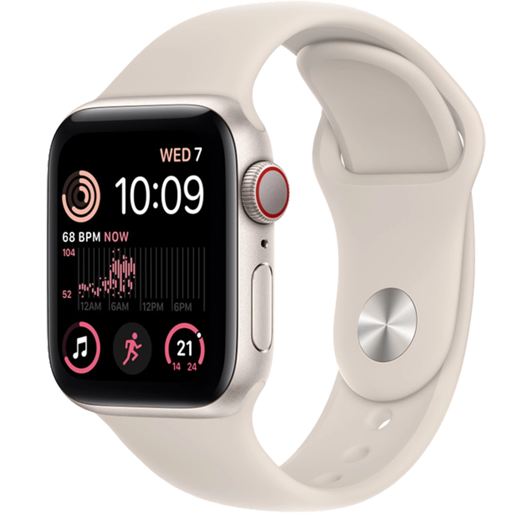 Smartwatch Watch SE 2 GPS + Cellular 40 mm carcasa Aluminiu Starlight si curea Sport S/M Starlight Alb