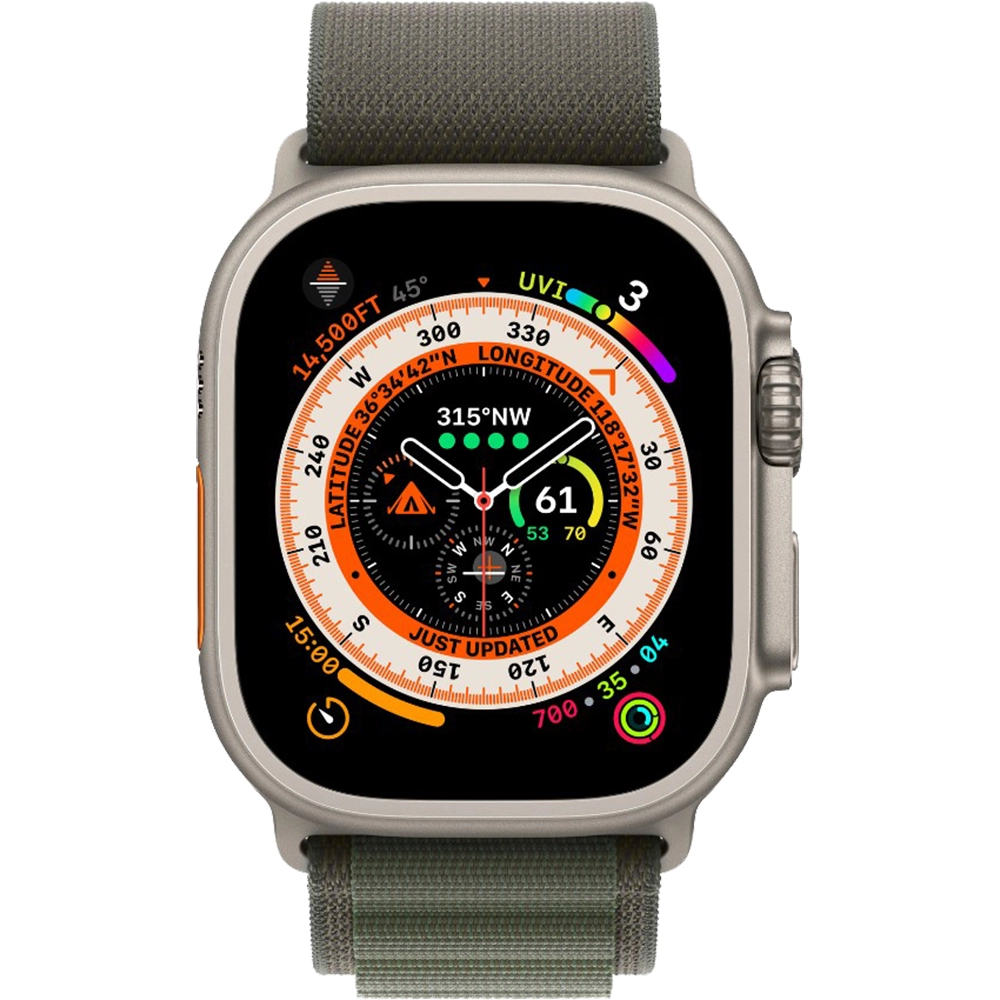 Smartwatch Watch Ultra GPS + Cellular 49 mm carcasa Titan si Curea M Green Alpine Loop Verde