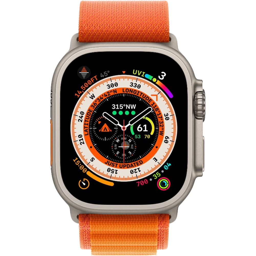 Smartwatch Watch Ultra GPS + Cellular 49 mm Titan si Curea M Orange Alpine Loop Portocaliu