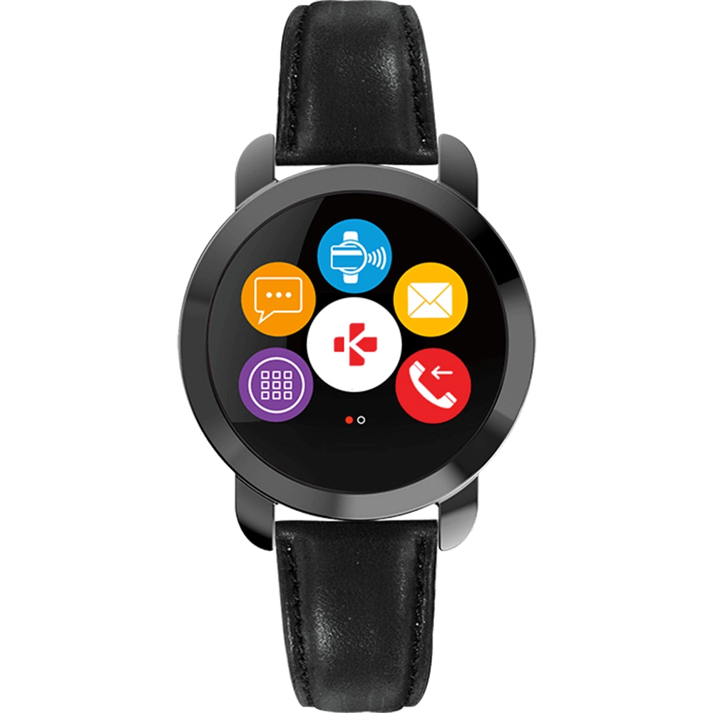 Smartwatch ZeCircle 2 Premium Negru Flat Si Curea Piele Neagra