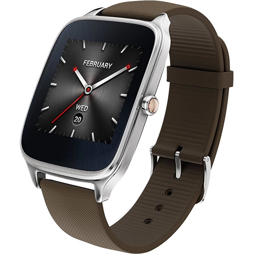 Smartwatch ZenWatch 2 49MM Argintiu Si Curea Silicon Maro