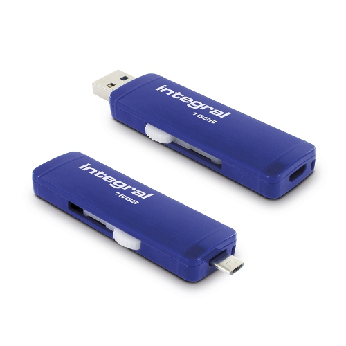 Stick USB 16GB Slide OTG Micro USB to USB 3.0 Albastru