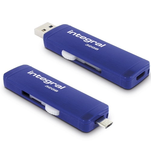 Stick USB 32GB Slide OTG Micro USB to USB 3.0 Albastru