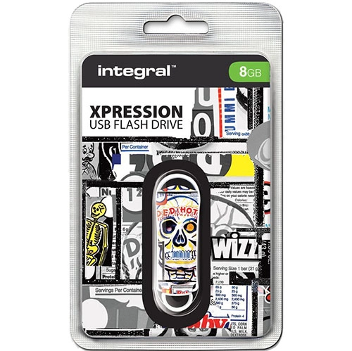 Stick USB 8GB Xpression Pot Art Skull Multicolor