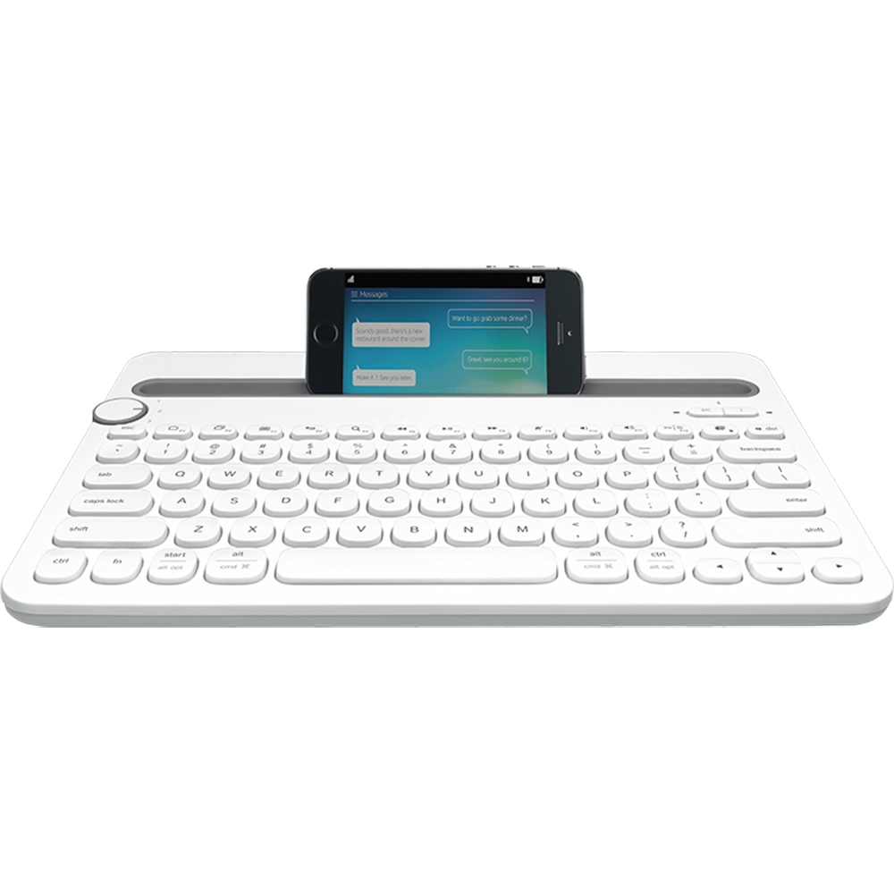 Tastatura Wireless K480 Alb, Bluetooth, Multi-Device, Easy-Switch, Full Size, Flow Technology, Qwerty Layout, Compatibila Laptop, Tableta, Smartphone