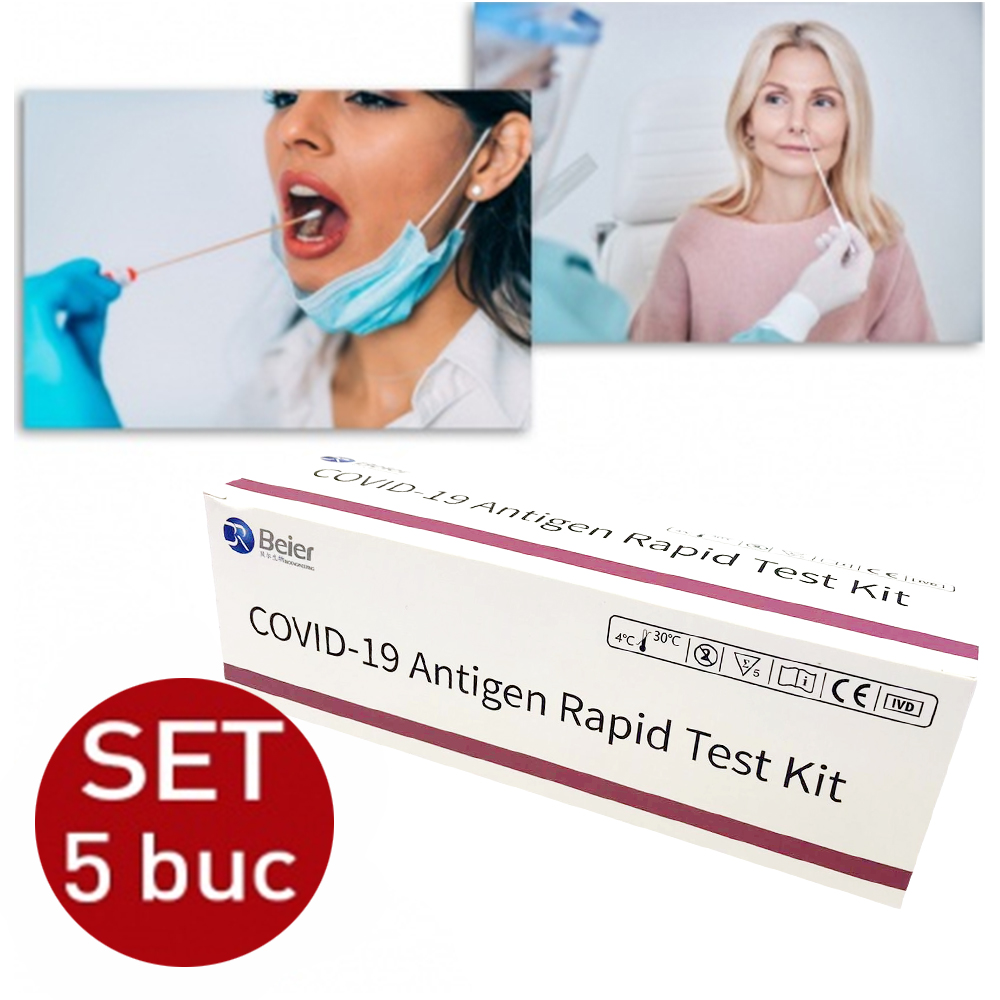 Test Antigen Rapid Covid SARS-COV-2 (5 bucati) avizat Ministerul Sanatatii - Agentia Nationala a Medicamentului si a Dispozitivelor Medicale din Romania