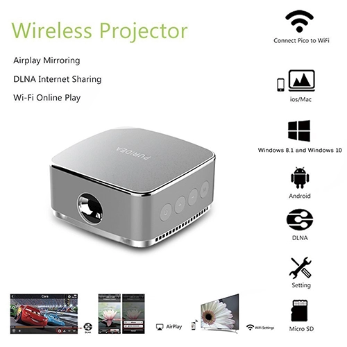 W1 Mini Video Proiector Wireless Portabil Gri