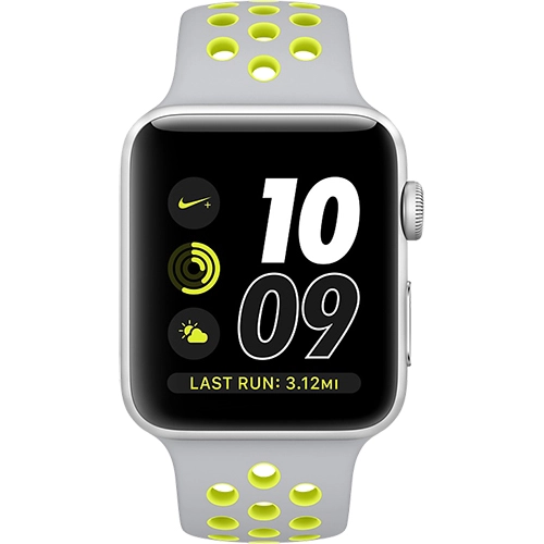 Watch 2 Nike+ Aluminiu Argintiu 42MM Si Curea Silicon Argintiu Galben