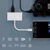 Adaptor Multiport 5 in 1 de la Lightning la USB OTG, SD, Micro SD, Jack Mama 3,5mm, Lightning