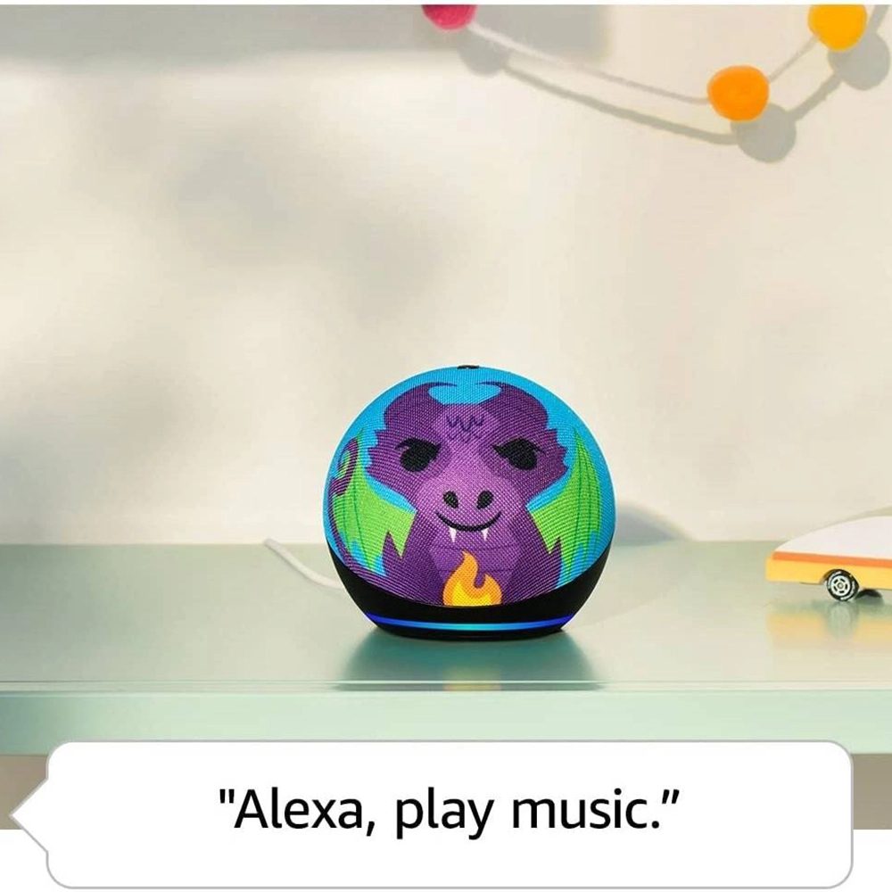 Boxa Echo Dot Kids 5th gen 2022 Cu Asistent Alexa Fire Dragon Albastru