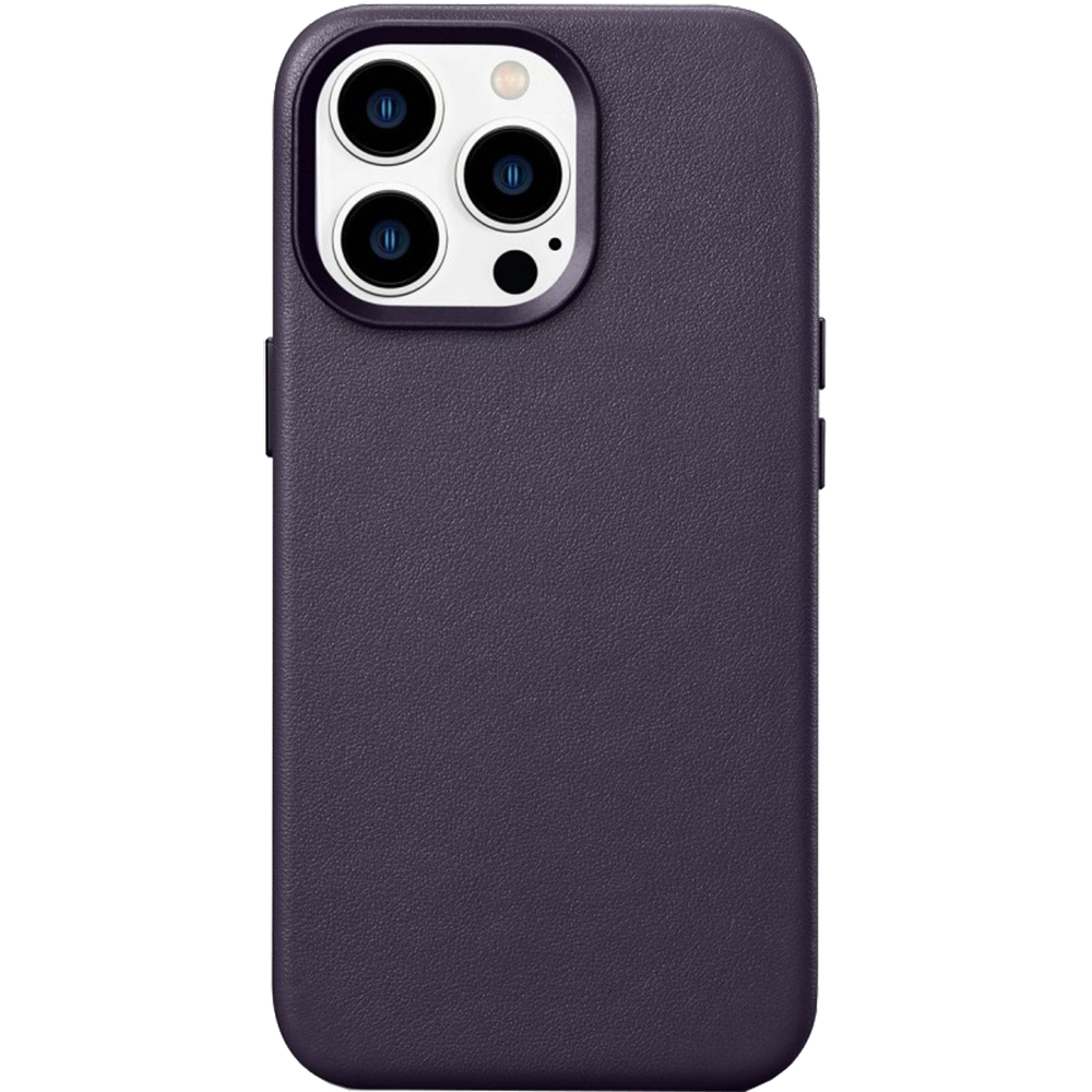 Husa Capac Spate Din Piele, Compatibila Cu MagSafe Dark Purple Mov APPLE iPhone 14 Pro