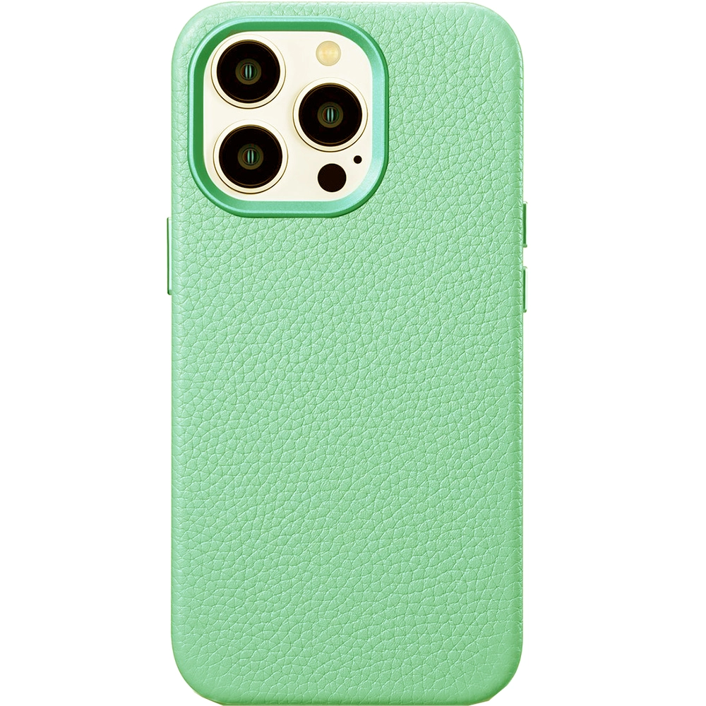 Husa Capac Spate Litchi Din Piele, Compatibila Cu MagSafe Verde APPLE iPhone 14 Pro
