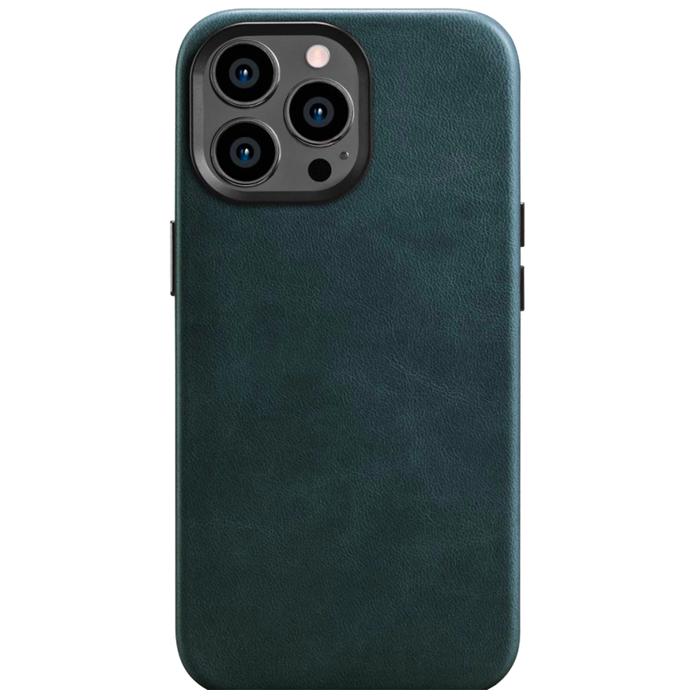 Husa Capac Spate Piele Oil Wax, Compatibila cu MagSafe Albastru APPLE iPhone 14 Pro