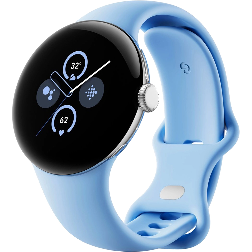 Smartwatch Pixel Watch 2 Bluetooth 41 mm carcasa Otel Inoxidabil Polished Silver si curea Bay Albastru