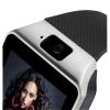 Smartwatch Rush Argintiu Si Curea Silicon Neagra, MicroSIM, Functie Telefon, Difuzor, Bluetooth, Camera foto 1.3 MP 