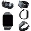 Smartwatch Rush Gri Si Curea Silicon Neagra, MicroSIM, Functie Telefon, Difuzor, Bluetooth, Camera foto 1.3 MP