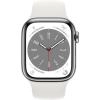 Smartwatch Watch 8 GPS 45 mm carcasa Aluminiu Silver si Curea Sport S/M White Alb