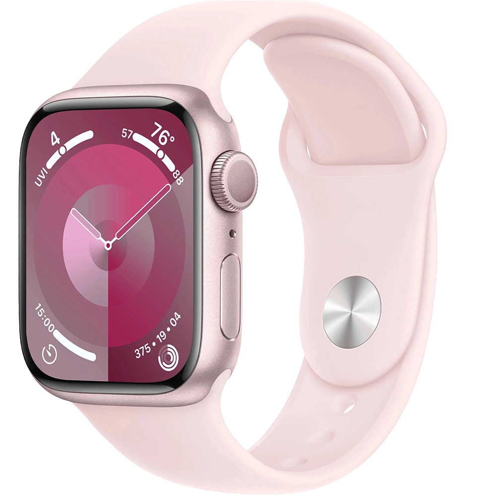 Smartwatch Watch 9 GPS 41 mm carcasa Aluminiu Pink si Curea Sport Light Pink M/L Roz