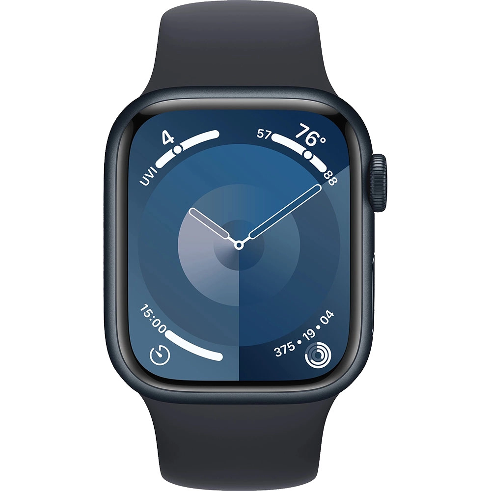 Smartwatch Watch 9 GPS 45 mm carcasa Aluminiu Midnight si Curea Sport Midnight S/M Negru