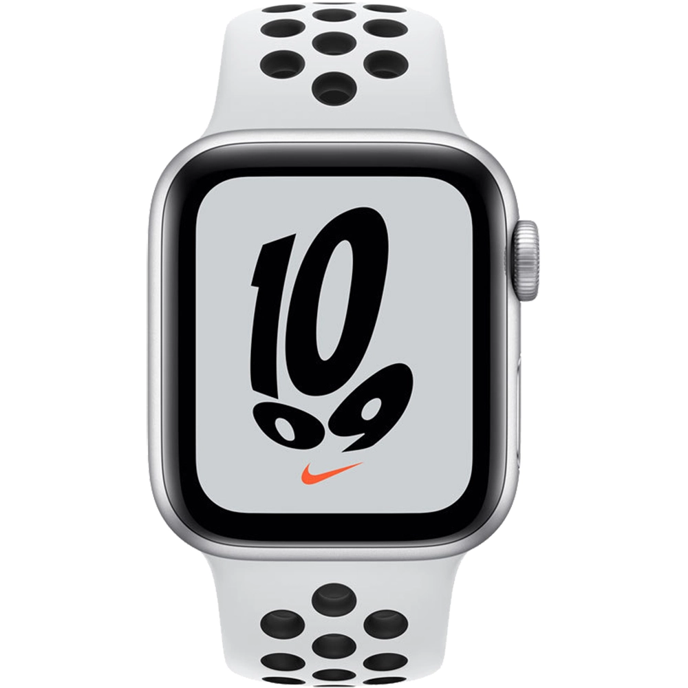 Smartwatch Watch SE Nike GPS 40 mm Carcasa Aluminiu Silver si Curea Sport Pure Platinum Alb/Negru
